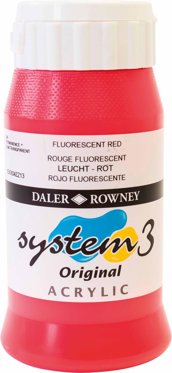 Acrylverf fluoriserend rood 500ml| Daler Rowney